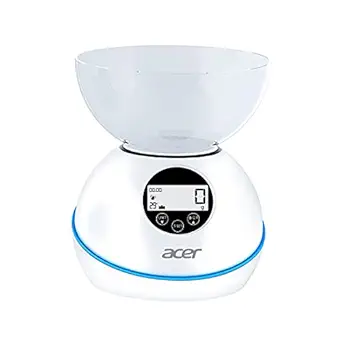 Acer Kitchen Weighing Scale & Measuring Food Weight Machine for Kitchen Digital for Diet, Health, Fitness, Home Baking & Cooking with Free Bowl - White | 1 Year Warranty |