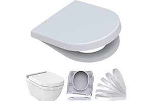 BADOSAN WC-Sitz für Duravit STARCK 3 mit Absenkautomatik SoftClose D-Form Edelstahlscharnier antibakterielles Duroplast weiß