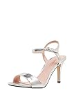 Pfennigabsatz ESPRIT Metallic-Sandalette in gecrashter Leder-Optik