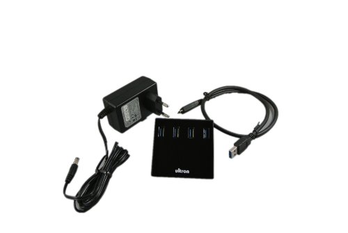 Ultron 4 Port USB3.0 Hub im kratzfestes Hartplastik ergonomische Gehäuse, mit aktiv energiesparendes 5V/4A Netzteil - 3