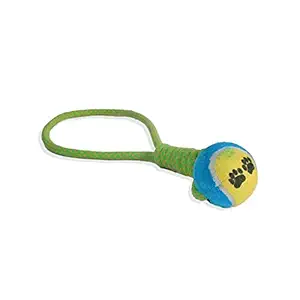 Mad Over Tails Durable Cotton Interactive Rope Chew Teething Fetch Toy (Cosco Ball with Rope)