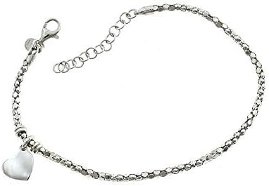 Bracelet fope to bubbles with heart pendant side 925 silver sterling hypoallergenic gold plated white