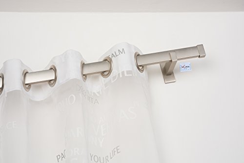 Gardinenstange 31x12 mm: Länge: 140 cm, ohne ringe rechtwinklig gebürsteter Edelstahl – komplett