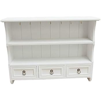 elbmöbel Wandregal Gewürzregal Holz 3 Schubladen im Landhaus-Stil Antik