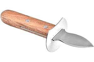 LATRAT Austernmesser Edelstahl Austernöffner Holzgriff Austernbrecher, Leicht zu Greifen Holzgriff Schalentier Shucker Cutter Meeresfrüchte Offenes Werkzeug