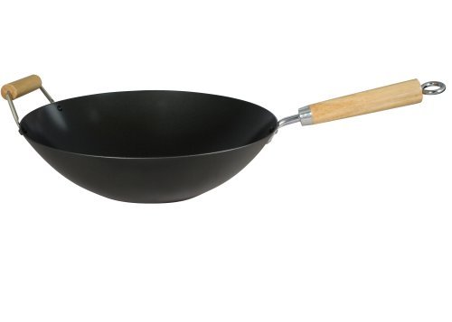 Swift Spice 34 cm/ 14-inch Heavy Gauge Non Stick Carbon Steel Wok by Swift Spice