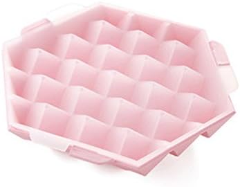 Yiliay Diamond Design Plastic Ice Trays Freezer Ice Cube Molds With Lids-Small/Pink