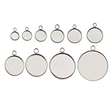 Bandeja de cameo de acero inoxidable con marco redondo, base de cabujón de cameo para colgante, bandeja, bisel, ajuste, bricolaje, puedes pegar algunos cabujones que están en el tamaño adecuado a los ajustes para hacer un colgante.