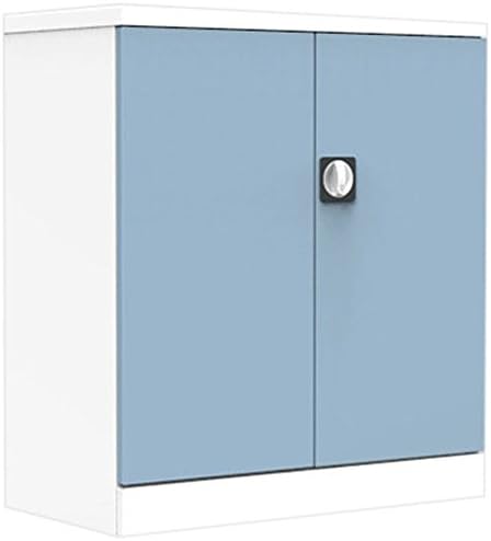 Simply Office CUPB1020WPB 1020 mm 2 Door Cupboard with Levelling Feet/Graphite Grey Shelf - White/Pastel Blue