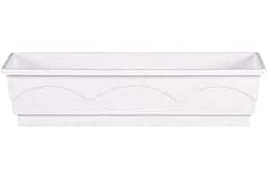 POÉTIC Emsa Blumenkasten für den Balkon, Selbstbewässerungssystem, Länge 75 cm, Weiß, Lago, 501832