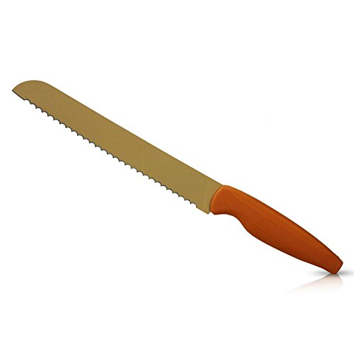 Edelstahl Brotmesser Brot Messer Edelstahlmesser Sägemesser Orange 32,5 cm