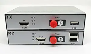 ANDTRONICS 1080P HDMI with Dual USB Fiber Optic Converter/Extender Single Mode Upto 20 kms