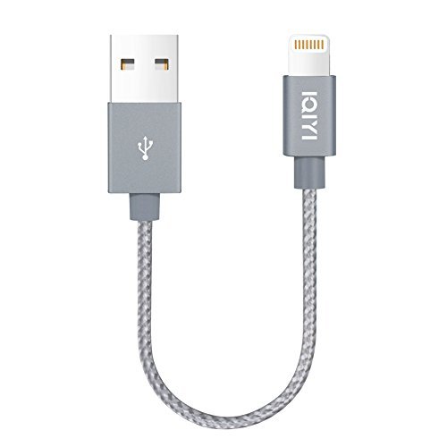 IQIYI 0.15m iPhone Lightning Kabel Nylon USB Ladekabel,[Apple MFi Zertifiziert] Lightning Kabel / iPhone Ladekabel / iPhone 6 Ladekabel / Apple Datenkabel für iPhone 7 / 7 Plus / 6s / 6s Plus / 6 / 6 Plus / 5C / 5S / 5 / SE, iPad Mini, Air , iPad Pro ,iPod Touch- Space Grau