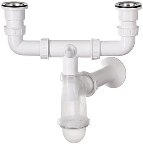 Bathroom Kitchen Double Bottle Drain Waste Trap with Transparent Body + Washing Machine Input