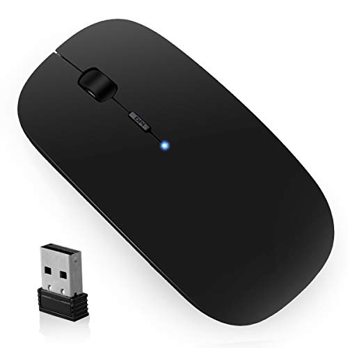 Vannico Kabellose Maus Wiederaufladbare, 2.4G Funkmaus Geräuschlose Tragbar Mäuse Wireless Maus mit USB Empfänger, Maus für PC Laptop (schwarz) Vannico Kabellose Maus Wiederaufladbare, 2.4G Funkmaus Geräuschlose Tragbar Mäuse Wireless Maus mit USB Empfänger, Maus für PC Laptop (schwarz)
