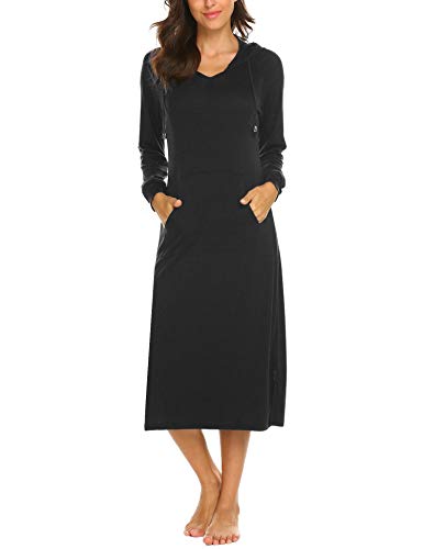 Preisvergleich Produktbild MAXMODA Nachthemd Damen Lang Nachtwäsche Schlafanzüge Frauen Pyjama Set Morgenmantel