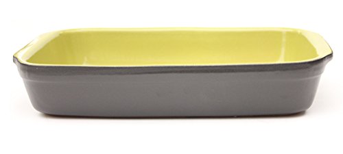 détail Amazing Cookware Plat Rectangulaire en terre cuite, en céramique, noir mat/Vert, 32 x 32 x 22 cm
