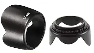 SUPERNIC Combo ET60 II Flower Lens Hood & 58mm Rev Flower Lens Hood for (18-55mm is & 55-250mm is Lens) with Microfiber Cloth