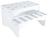 Tamaño 32 x 28 cm aprox JaBaDaBaDo - Escaleras silla taburete en blanco gris con estrellas y rayas