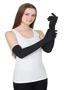 Dressify Men & Women Black Cotton Full Hand Biking and Driving Dust and Sun Protection Gloves|Arm Sleeves Perfect for Cycling, Driving, Running, Basketball, Football & Outdoor Activities