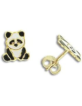 Ohrstecker Panda Bär echt 14 Karat Gold 585 8x7mm (Art.811004)