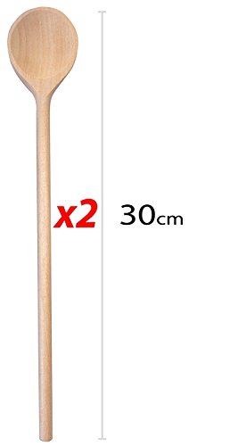 RSW24® 5-tlg Kochlöffel-Set aus kräftigem Hartholz, 25-35cm Länge, aus Buchenholz, Hartholz, Verschiedene Größen, Küchenutensilien hergestellt in Europa, mit Back-löffel und Koch-Löffel - 7