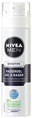 NIVEA Men, 6er Pack Rasiergel für Männer, 6 x 200 ml Spender, Sensitive, 0% Alkohol
