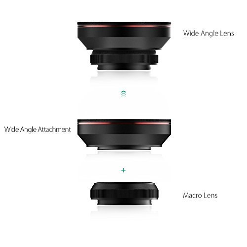 Aukey PL-WD05 Weitwinkel Objektiv Makro Clip on 2 in 1 fÃ¼r Apple iPhone / Android Smartphone schwarz