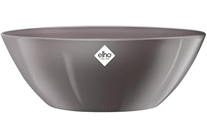 Elho Brussels Diamond Ovale 36 - Pot De Fleurs pour Intérieur - Ø 35.5 x H 13.0 cm - Gris/Gris Perle