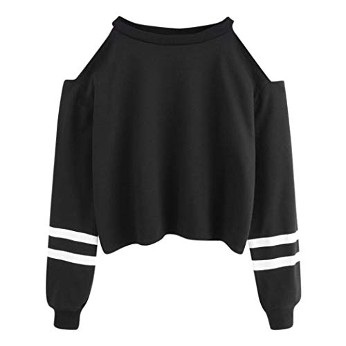 Femmes Sweat-Shirt Manches Longues Off Épaule Sport Chemisier Swag Court Hip-hop Sweat Mode, QinMM Sexy Ouvertes Manche Pull Tops Hauts Blouse T-Shirt Runnig Grande Taille Mode Casual S-XXL