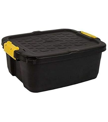 Strata Aufbewahrungsbox Hohe Belastbarkeit, 60 L, Plastik, schwarz/gelb, 60 x 40 x 40 cm Küche, Haushalt & Wohnen