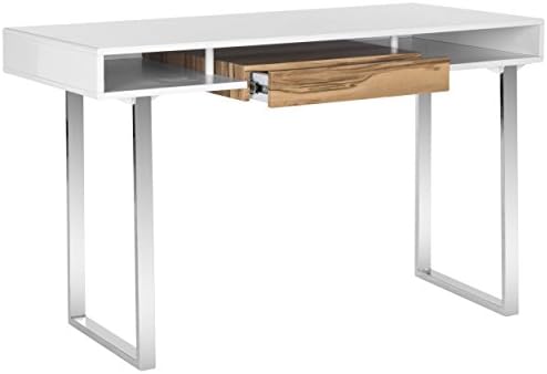 SafaviehHome Collection Metropolitan White and Chrome Computer Desk