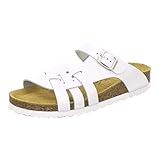 lederpuschen baby aldi  AFS-Schuhe 2122 Damen Pantoletten aus echtem Leder, hochwertige Hausschuhe für Frauen mit Eva-Sohle, Made in Germany Größe 37 EU Weiß (weiß)