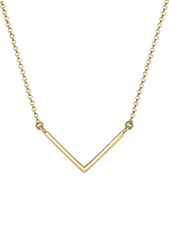 Elli-Damen-Schmuck-Echtschmuck-Halskette-Kette-Gliederkette-Geo-Dreieck-V-Kette-Blogger-Sterling-Silber-925-Vergoldet-Lnge-45-cm