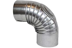 ‎KS24 FAL 90° Bogen mit Tür Knie gerippt 130mm Durchmesser Ofenrohr Rauchrohr feueraluminiert Silber