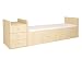 Polini Kids Simple Cot Bed with Drawer Unit, Number 1000, Natural