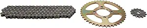 Uno Minda CH-1003 Quadra Rivet Chain & Alloy Steel Hardened Sprockets Chain & Sprocket Kit - R428 SIZE-118L / 14T / 42T(4H) For Bajaj Platina 100 CC