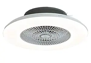 Kanz Enterprises Designer Fans 11 Inches PVC 4 Blades White NO Noise BLDC Motor 25 watts with 3 Color Changing LED Light Timer with Winter/Summer Option Suitable for Small Spaces K 1931 Cabin Fan