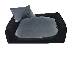 Gorgeous Quilted Reversible Square Ultra Soft Dual Sofa-Style Dog Bed (Grey-Black)-Small