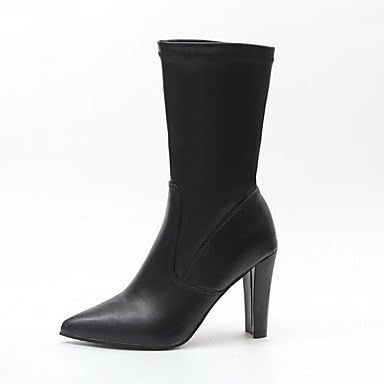 Women's Boots Comfort Fashion Boots Fall Winter Leatherette Casual Dress Chunky Heel Black White 3in-3 3/4in,Black,US6.5-7 / EU37 / UK4.5-5 / CN37