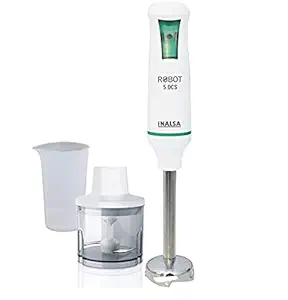 Inalsa Robot 5.0 CS Hand Blender with Measuring Cup, 500W (White, Green)