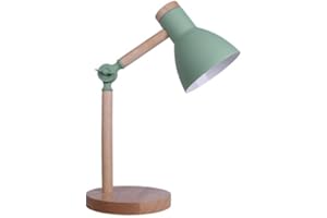 BEL AIR HOME - Lámpara Flexo de Escritorio TEACHER - 1xE-27 de Madera y Metal - Diseño Moderno y Elegante para Oficinas y Escritorios de Casa - Altura de 47cm (No Incluye Bombilla) (VERDE)