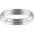 Fanery Sue Custom Personalized Engraved Name Ring for Men and Women Valentines Day Gift for Him/Her Customizable 4MM/6MM Stackable Simple Dome Couples Promise Rings Wedding Anniversary Band