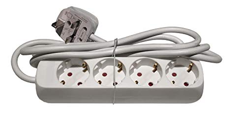 UK Euro Adaptador de Viaje Adaptador alargador de 4 Vías Schuko Sockets de Tipo G con Enchufe de Reino Unido
