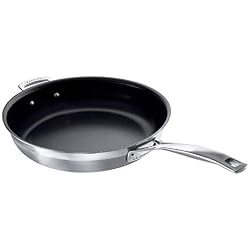 Le Creuset Poêle Anti-adhérente, Ø 30 cm, Inox 3-ply Intégral, Sans PFOA, Compatible avec Toutes Sources de Chaleur (y Compris Induction), Argenté