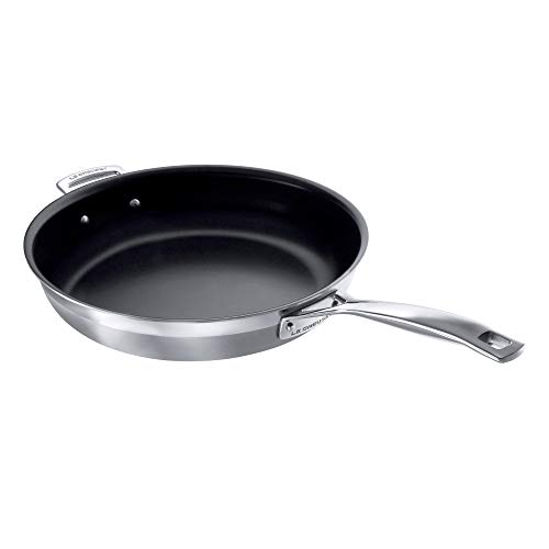 Le Creuset Poêle Anti-adhérente, Ø 30 cm, Inox 3-ply Intégral, Sans PFOA, Compatible avec Toutes Sources de Chaleur (y Compris Induction), Argenté