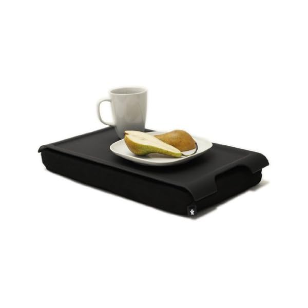Bosign Laptray with bean bag cushion. Portable Lap desk for Laptop, Breakfast, Dinner. Non-slip tray. Washable, removable cushion cover. Black plastic tray. Black cushion. MINI (43x23x6,5 cm) - Image 3