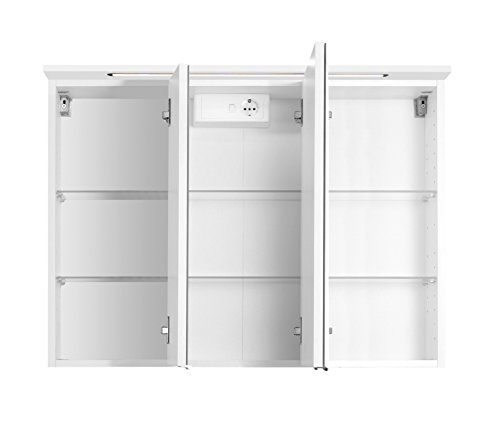 3D Spiegelschrank in 5 verschiedenen breiten Bolina weiss inkl. intergrierter Beleuchtung-Steckdose (breite 90cm) - 4