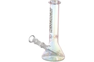 Heisenberg Ghetto SL*T, Bong in Vetro Rosa e Multicolore, Altezza 27 cm, Taglio 18,8, con ghiacciaia e Foro per Il Calcio.