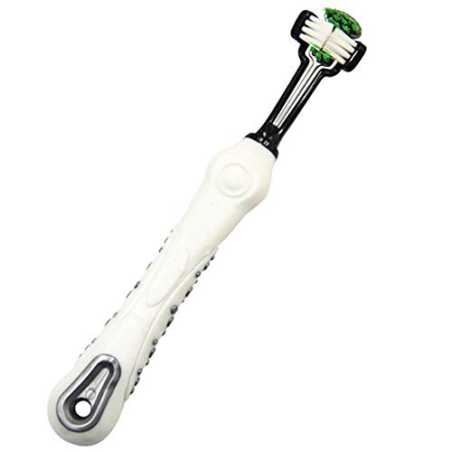 Preisvergleich Produktbild NaiCasy Pet Zahnbürste dreigliedrig Lange Voll Zähne Bürste Hundezahnpflege Reinigung Tatar bequemen Haustier Zahnbürste weiß, Kleinen Tierbedarf Reinigungs
